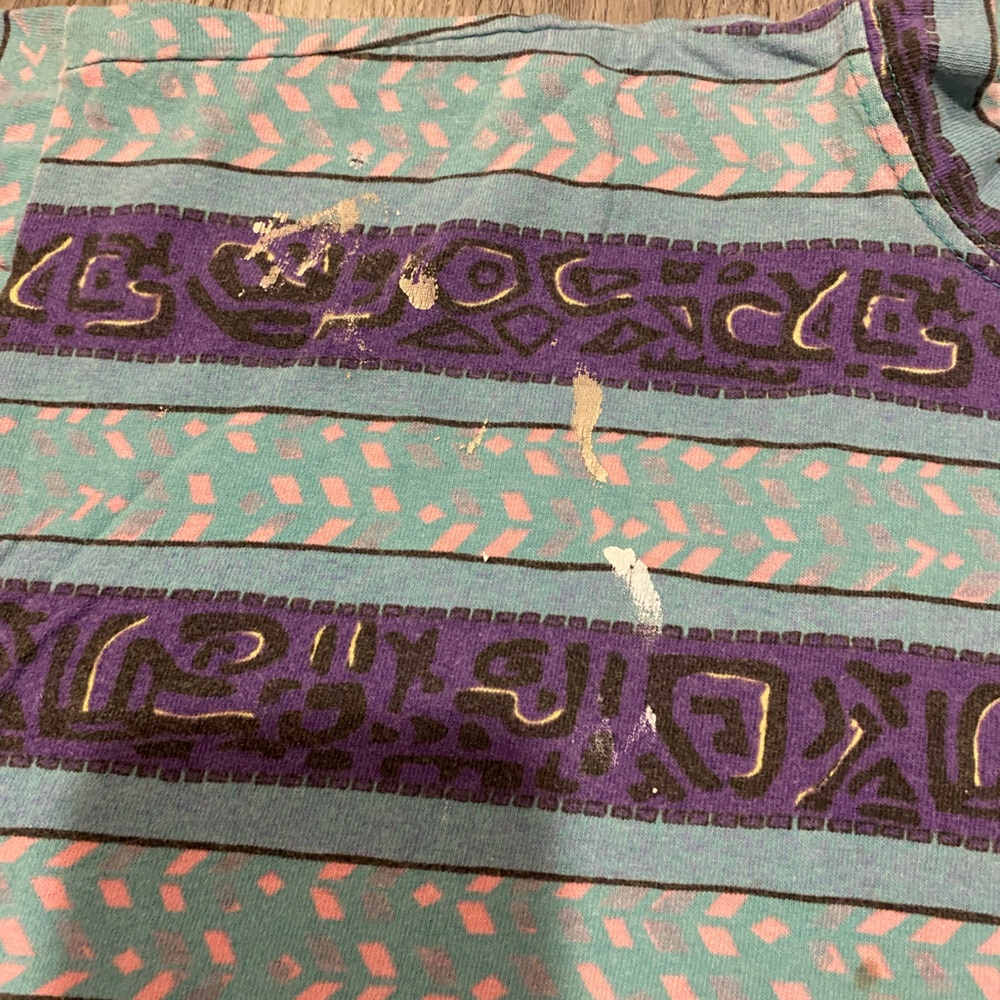 Vintage Single Stitch T Shirt Blue Purple Thrashed Size XL Checkpoint - Picture 3 of 8